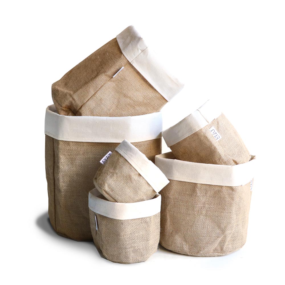 Jute bags with linen edge complete set